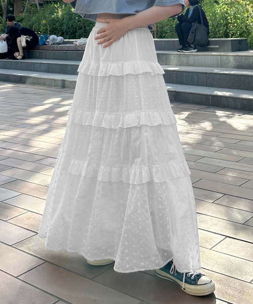 Lija フリル付きスカート XS/TP 明るい黄色 ランドリー柄スカート | kawaii | axes femme online shop