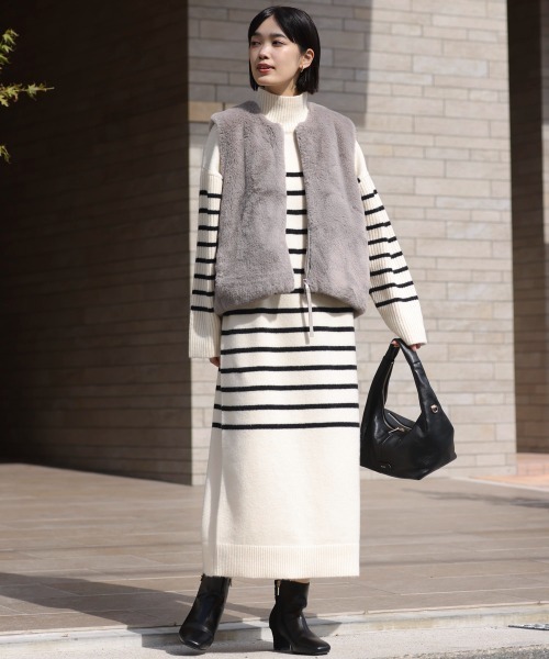 ルネ　ベージュ ニット ハイネック Aラインワンピース ルネ ベージュ ニット ハイネック Aラインワンピース - srt-i.com 日本