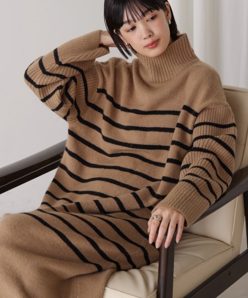 Bou Jeloud（ブージュルード） ワンピース ハイネックIラインニット