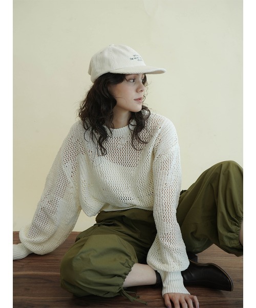 ニット セーター Low gauge cropped knit レディース