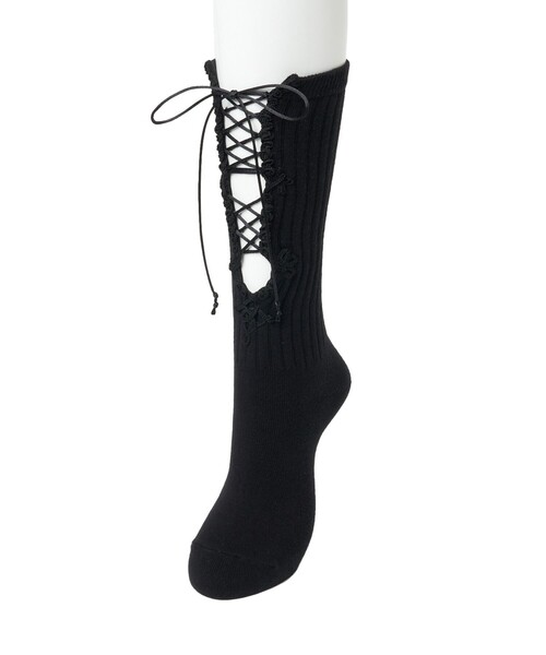 タイツ・ソックス TYPESERVICE Lace Cut Out Socks Black tanakadaisuke 靴下 「tanakadaisuke/タナカダイスケ」lace up