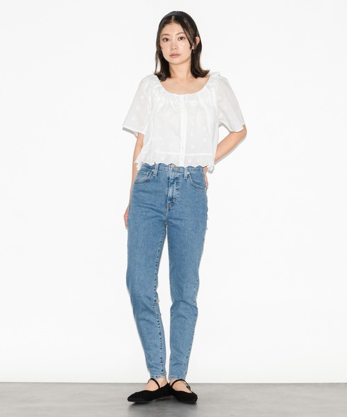 [Levi's] короткий рукав блуза X-SMALL белый женский 