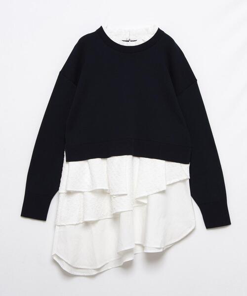 LANVIN en Bleu ニット セーター アシンメヘムコンビニット レディース