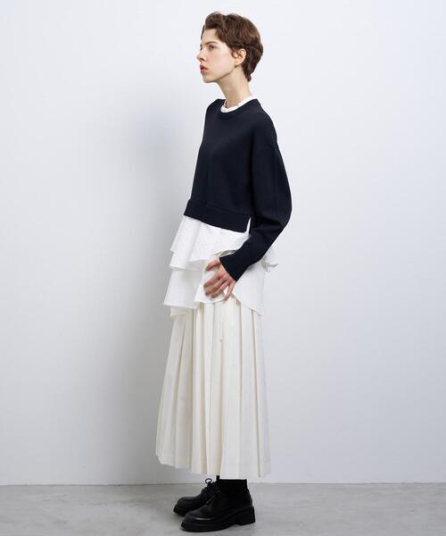 新品 タグ付き LANVIN. レディース セーター ヒートナビ LANVIN en Bleu ニット セーター アシンメヘムコンビニット レディース