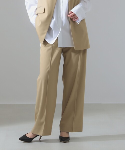 未使用 デミルクスビームス パンツ ベージュ Demi-Luxe BEAMS パンツ コットン ストレート レディース
