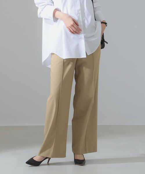 未使用 デミルクスビームス パンツ ベージュ Demi-Luxe BEAMS パンツ コットン ストレート レディース
