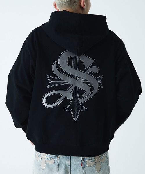 SUPPLIRE パーカー 黒 SUPPLIER パーカー フーディー｜2-Tone Rhinestone Cross Zip
