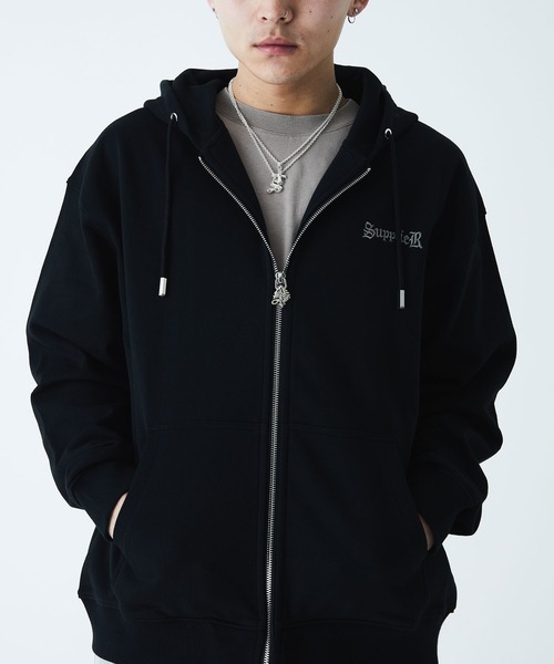 SUPPLIER パーカー フーディー｜2-Tone Rhinestone Cross Zip