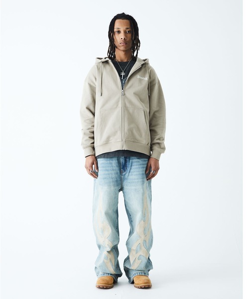 SUPPLIER パーカー フーディー｜2-Tone Rhinestone Cross Zip