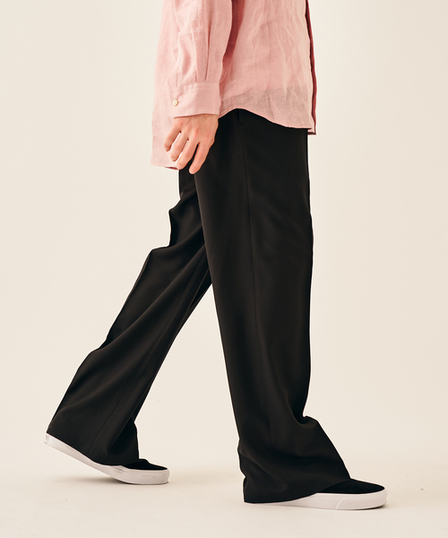 【ロン】ÉDIFICE （エディフィス）ブラウン スラックス L Reflax LINON EASY ワイドイージースラックス（スラックス