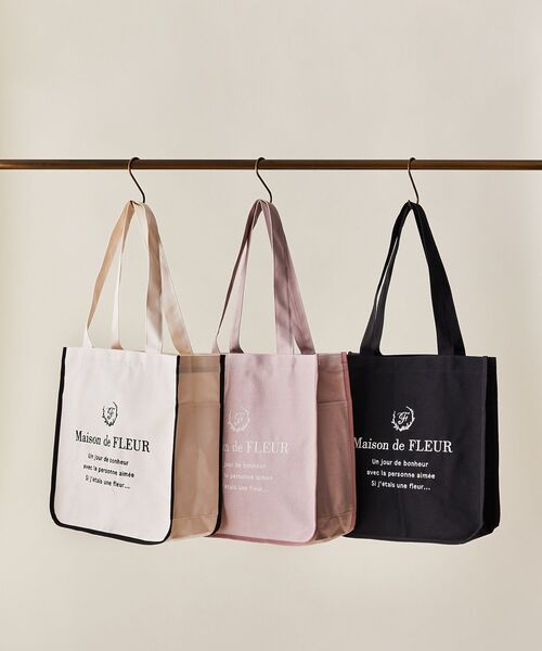 Maison de FLEUR トートバッグ sakura刺繍スクエアトートバッグ