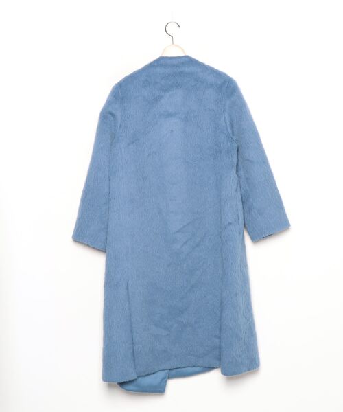 「EFFE BEAMS」 ノーカラーコート 38 ブルー レディース_画像2