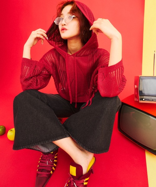 パーカー mesh shirring hoodie - メッシュシャーリングフーディー - レディース メンズ What Is Heart パーカー mesh shirring hoodie - メッシュ