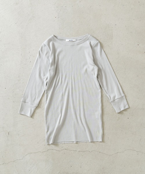 tシャツ パールコットテレコ7分袖クルー レディース