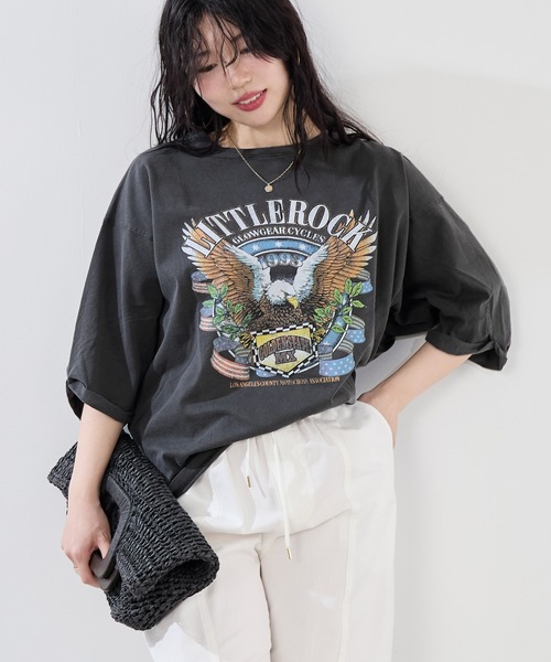 tシャツ 「GOOD ROCK SPEED×MICA＆DEAL」”LITTLEROCK”プリントT-shirt レディース