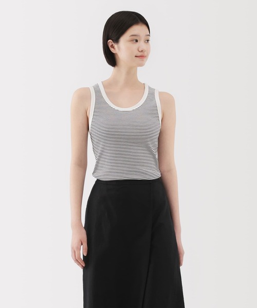 無印良品（MUJI） タンクトップ ノースリーブ 婦人 ストレッチリブ編み