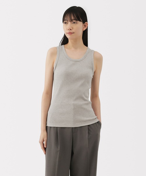 無印良品（MUJI） タンクトップ ノースリーブ 婦人 ストレッチリブ編み