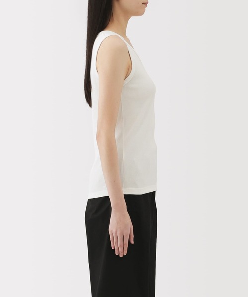 無印良品（MUJI） タンクトップ ノースリーブ 婦人 ストレッチリブ編み