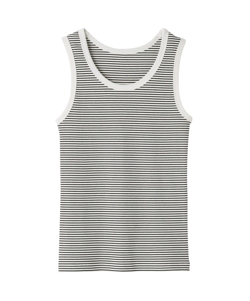 無印良品（MUJI） タンクトップ ノースリーブ 婦人 ストレッチリブ編み