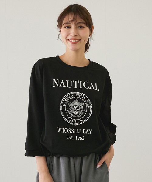 tシャツ ロゴプリント７分袖プルオーバー レディース