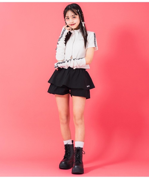 ANAP 黒 ロゴ入りキッズスカート サイズL ANAP GiRL スカート ベルト付ZIPスカートインパンツ付 キッズ