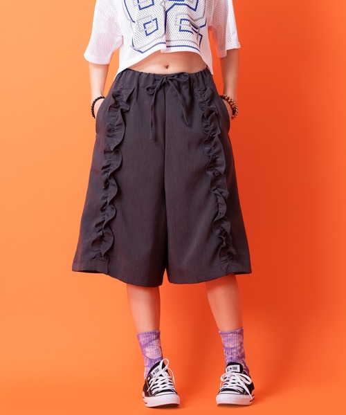 ハーフパンツ パンツ a.p.o.v. センターフリルTRスーツワイドハーフ