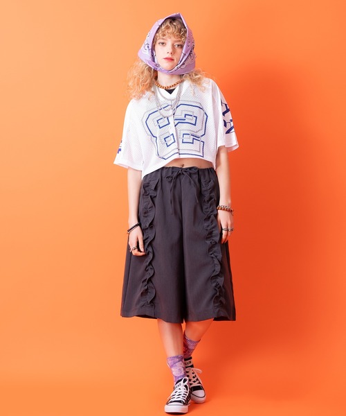 ハーフパンツ パンツ a.p.o.v. センターフリルTRスーツワイドハーフ