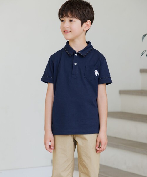 J.PRESS紺ジャケット150.Poloパンツ140.白シャツ150セット J.PRESS（J.プレス） ポロシャツ 「140-170cm」カノコ バックブル 半袖
