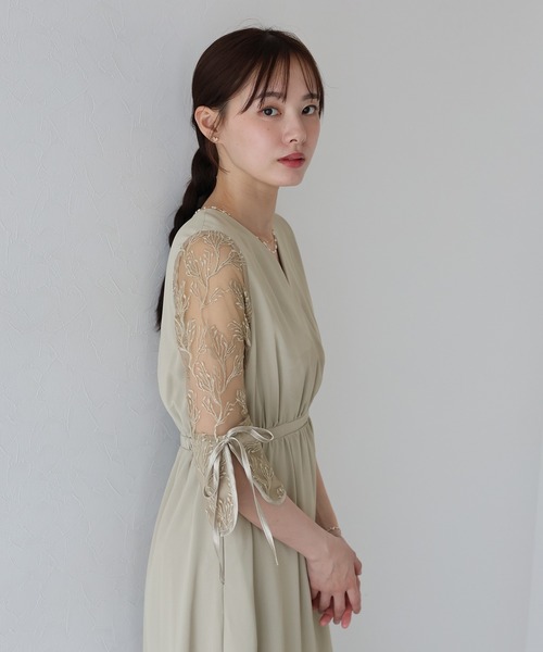 BLUEEAST ドレス フラワー刺繍カシュクールドレス : ZOZOTOWN