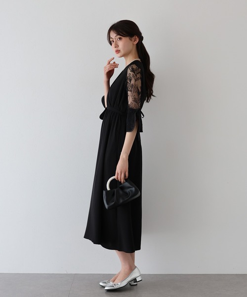 ブルーイースト（BLUEEAST）/フラワー刺繍カシュクールドレス 結婚式 パーティードレス 成人式 二次会 同窓会 お呼ばれ BLUEEAST（ブルーイースト） ドレス フラワー刺繍カシュクールドレス