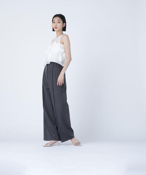 NATURAL BEAUTY BASIC パンツ 「BLANC」ハイウエストストライプ