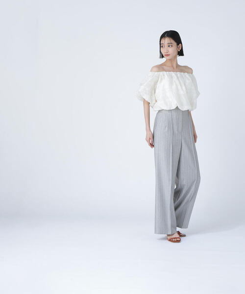 NATURAL BEAUTY BASIC パンツ 「BLANC」ハイウエストストライプ