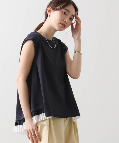 tシャツ ポンチ×配色プリーツフレンチ レディース