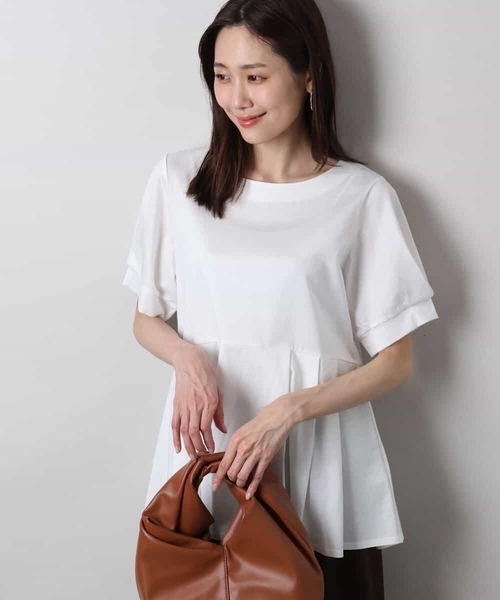 tシャツ タックディティールカットソー/接触冷感/洗える レディース