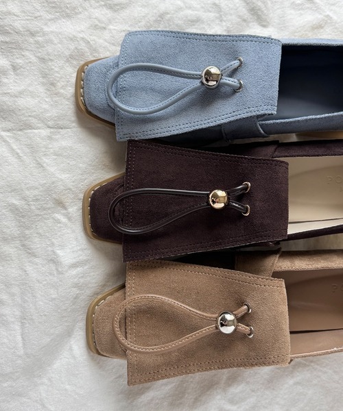 POMUM & ARTS suede flap loafer サックスブルー M POMUM＆ARTS ローファー suede flap loafer / スウェード フラップ