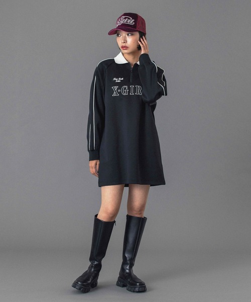 X-girl（エックスガール） ワンピース HALF ZIP JERSEY DRESS