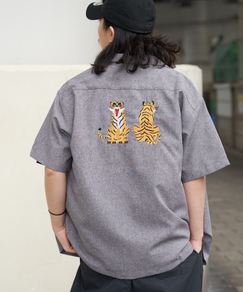 NO NEED（ノーニード） シャツ 半袖 トラ刺繍半袖シャツ メンズ