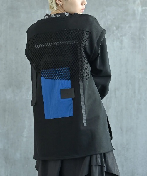 funda mine パーカー バックメッシュパネル裏毛プルオーバー