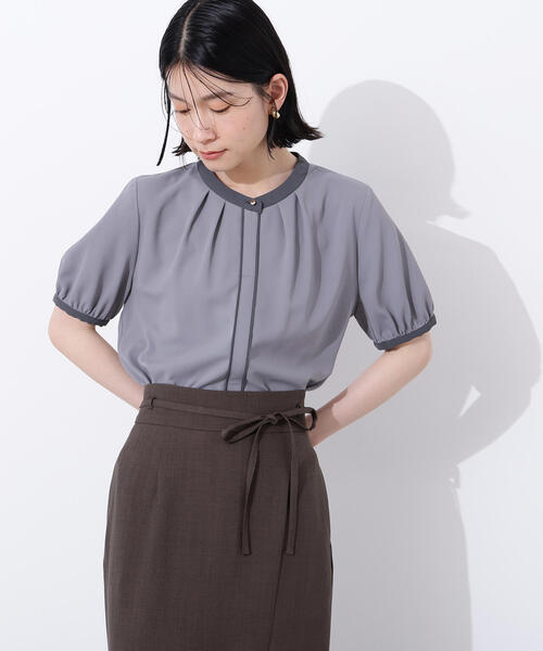 「NATURAL BEAUTY BASIC」 7分袖ブラウス MEDIUM ブルー レディース N.Natural Beauty Basic ブラウス シャツ バイカラートリミング