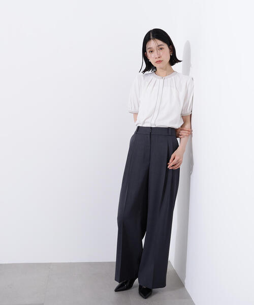「NATURAL BEAUTY BASIC」 7分袖ブラウス MEDIUM ブルー レディース N.Natural Beauty Basic ブラウス シャツ バイカラートリミング