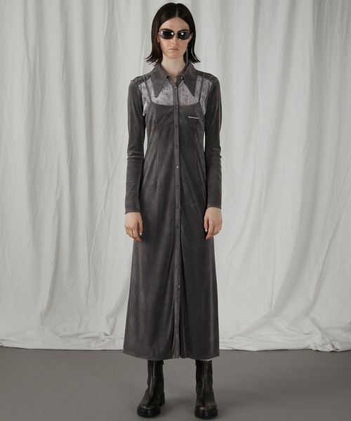 PRANK PROJECT / 長袖ワンピース/FREE/ナイロン/グレー/31232265605 PRANK PROJECT（プランクプロジェクト） 長袖ワンピース FREE グレー