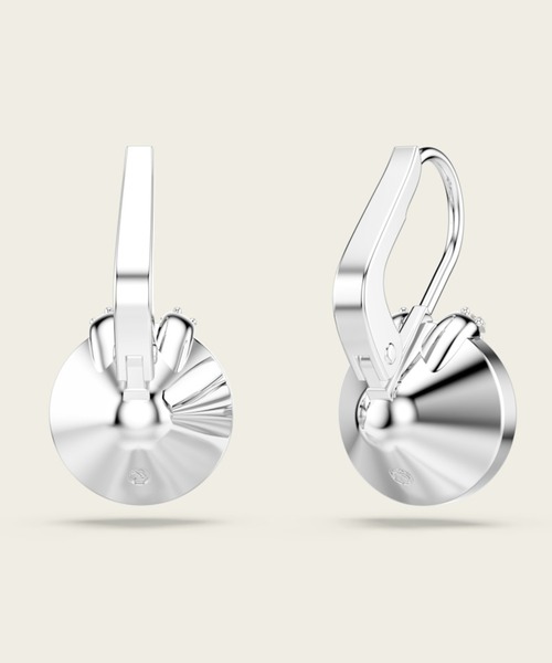 関税込*Swarovski スワロフスキーBella クリスタルピアス Bella V ドロップピアス, ラウンドカット, グレー, ローズ