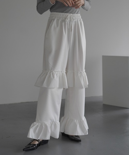 SOWA Film jersey pants (フリルジャージーパンツ) Clum スウェットパンツ ジャージ Frill wide easy sweat jersey pants