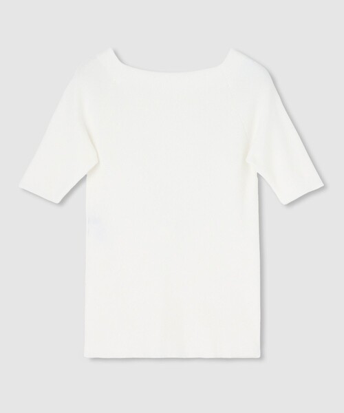 美品 allureville 5分袖 プルオーバーサマーニット アイボリー allureville（アルアバイル） ニット セーター 2WAY ネック5分袖プル