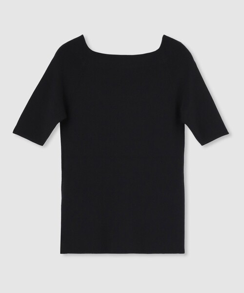 【未使用に近い・25SS✨】allureville リブニット 黒 allureville（アルアバイル） ニット セーター 2WAY ネック5分袖プル