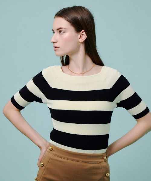 allureville（アルアバイル） ニット セーター 2WAY ネック5分袖プル