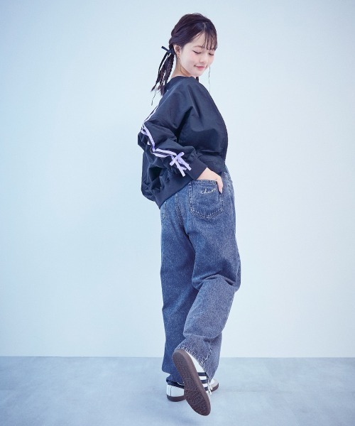 美品】ETRO 23年製 ワイドデニムパンツ 25inch ロゴ刺繍 革パッチ 美品