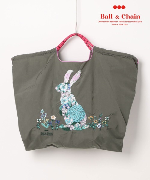 SUPER HAKKA トートバッグ SUPER HAKKA×Ball＆Chain 花うさぎ