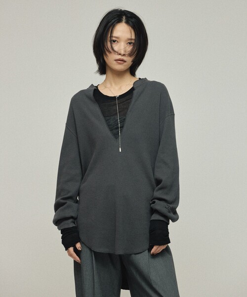 tシャツ Americana/アメリカーナ 別注ワッフルキーネックプルオーバー / オーバーサイズ レディース AMERICANA tシャツ Americana/アメリカーナ 別注 リラックス