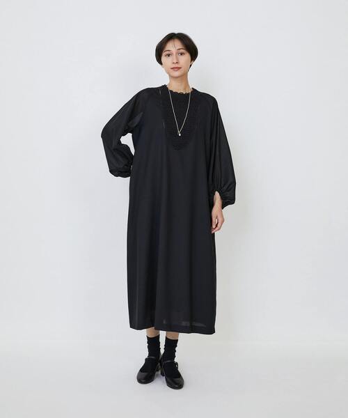 LOISIR ワンピース 「MTサイズ有り」エステスウールケミカルレース使い